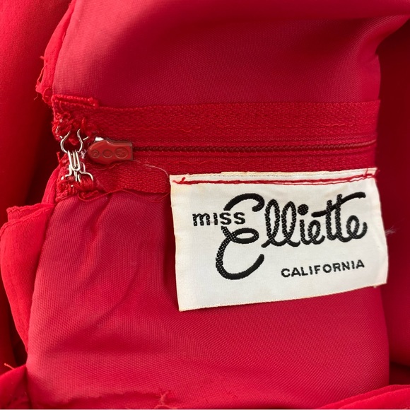 Vintage Miss Elliette Cascading Ruffles Maxi Dress Evening Gown Red 6 - Picture 13 of 16